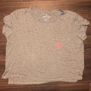 gray embroidered pocket tee